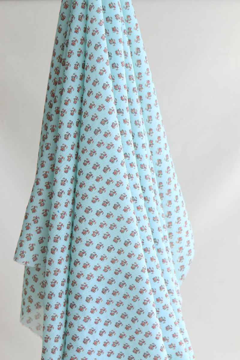 copy of Sheila - Tissu coton crêpe gaufré framboise à motifs