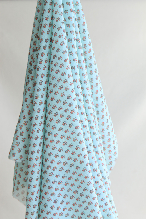 copy of Sheila - Tissu coton crêpe gaufré framboise à motifs