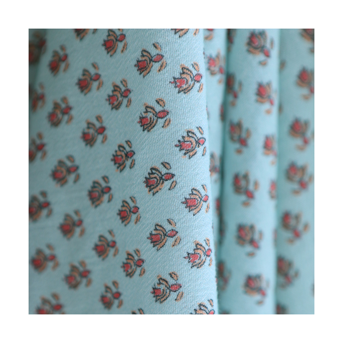 copy of Sheila - Tissu coton crêpe gaufré framboise à motifs