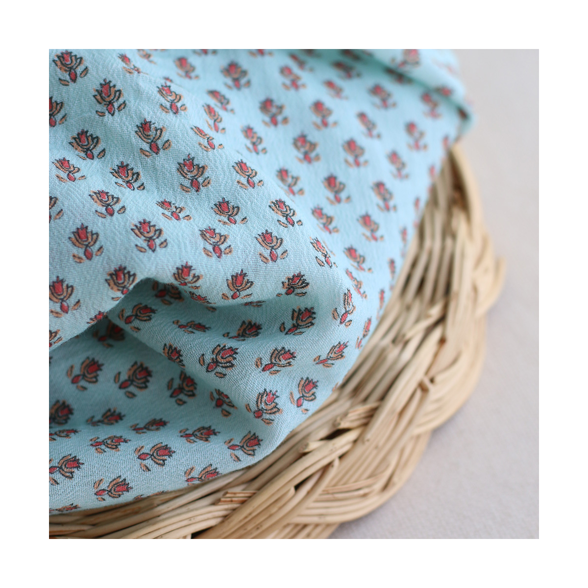 copy of Sheila - Tissu coton crêpe gaufré framboise à motifs