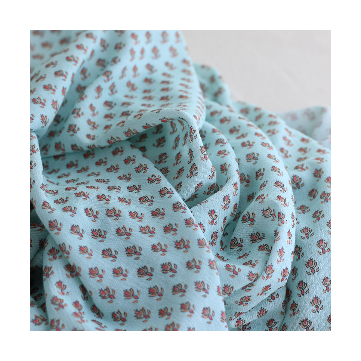 copy of Sheila - Tissu coton crêpe gaufré framboise à motifs