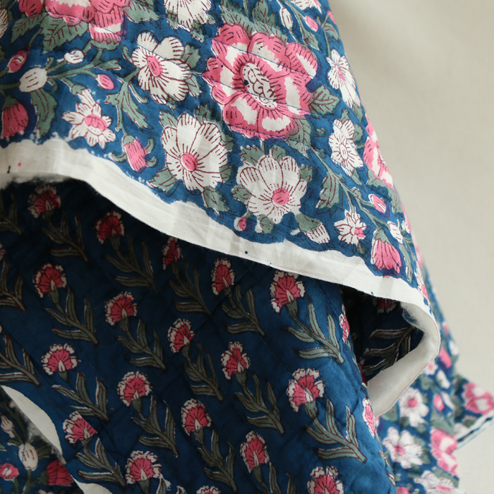 Neha - Tissu indien matelassé double face coton hand block largeur 100cm