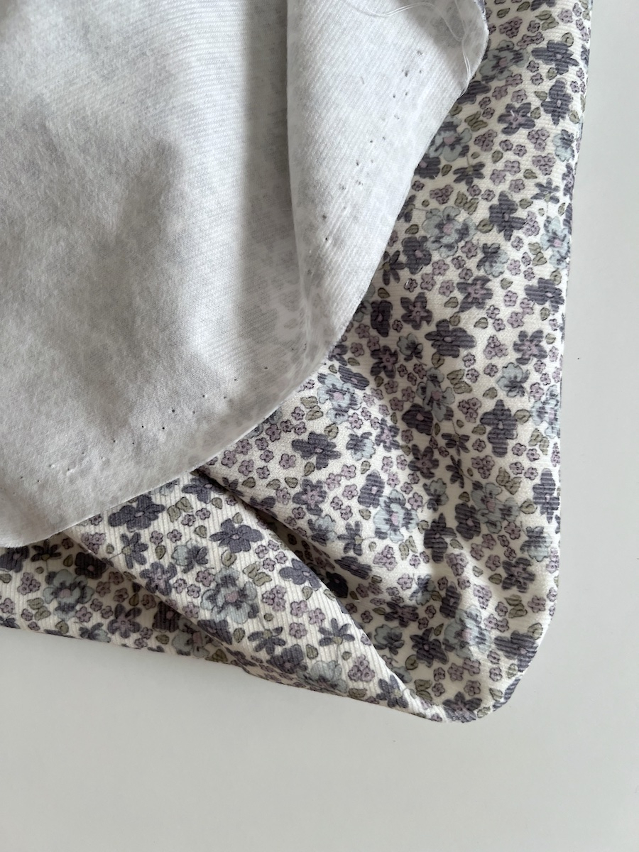 Kristen - Velours milleraies coton organique imprimé fleuri lavande  - 2