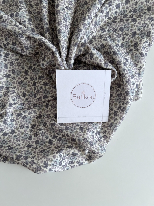 Kristen - Velours milleraies coton organique imprimé fleuri lavande  - 7