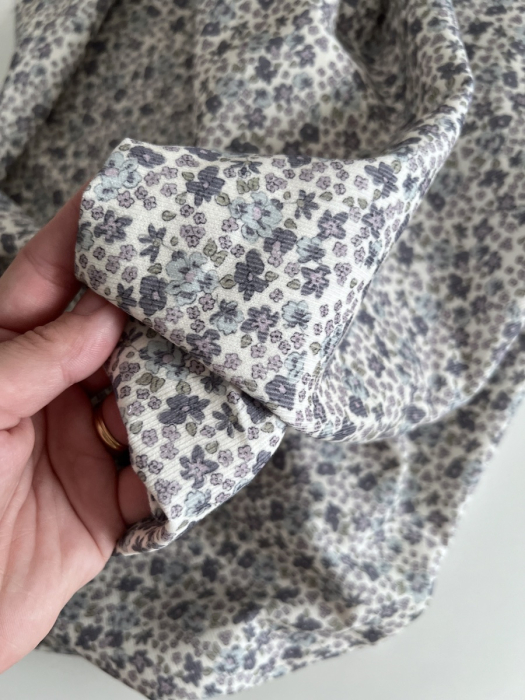 Kristen - Velours milleraies coton organique imprimé fleuri lavande  - 8