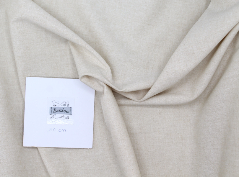 Chambray coton beige naturel uni Tissus issus de l'agriculture biologique  - 1 2