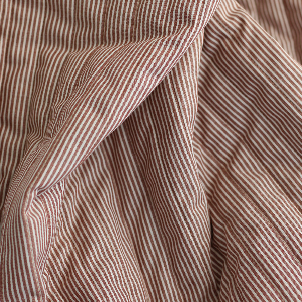 Country - Tissu matelassé double face écru / rayures chatain 2