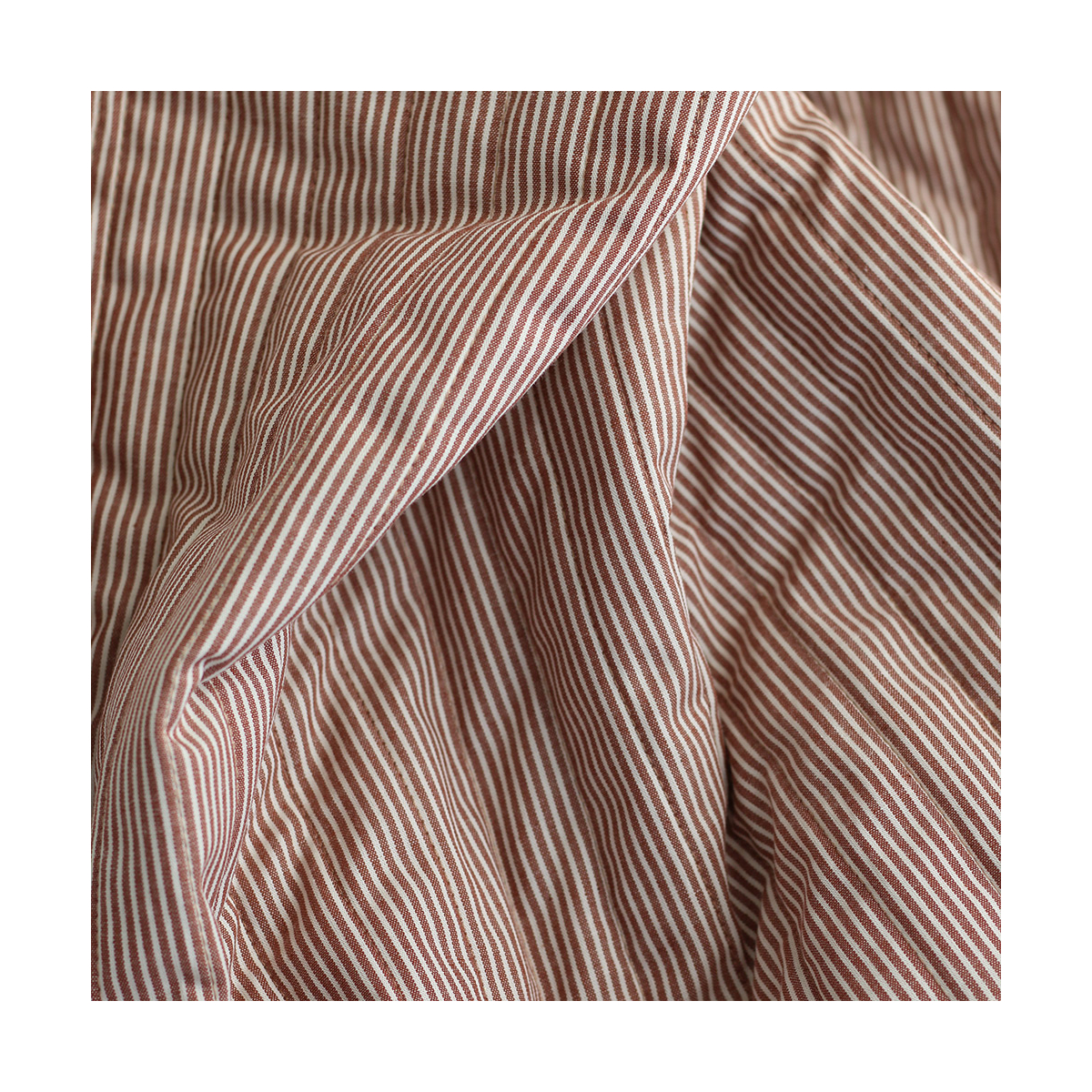 Country - Tissu matelassé double face écru / rayures chatain