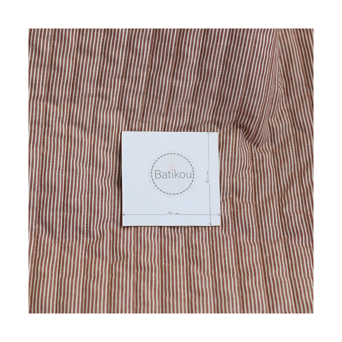 Country - Tissu matelassé double face écru / rayures chatain