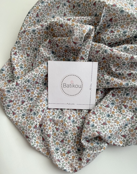 Odilie - Batiste de coton SILKYNE à imprimé fleuri Tissus issus de l'agriculture biologique  - 4