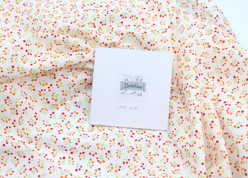 Voile de coton BIO imprimé fruit cerise orange