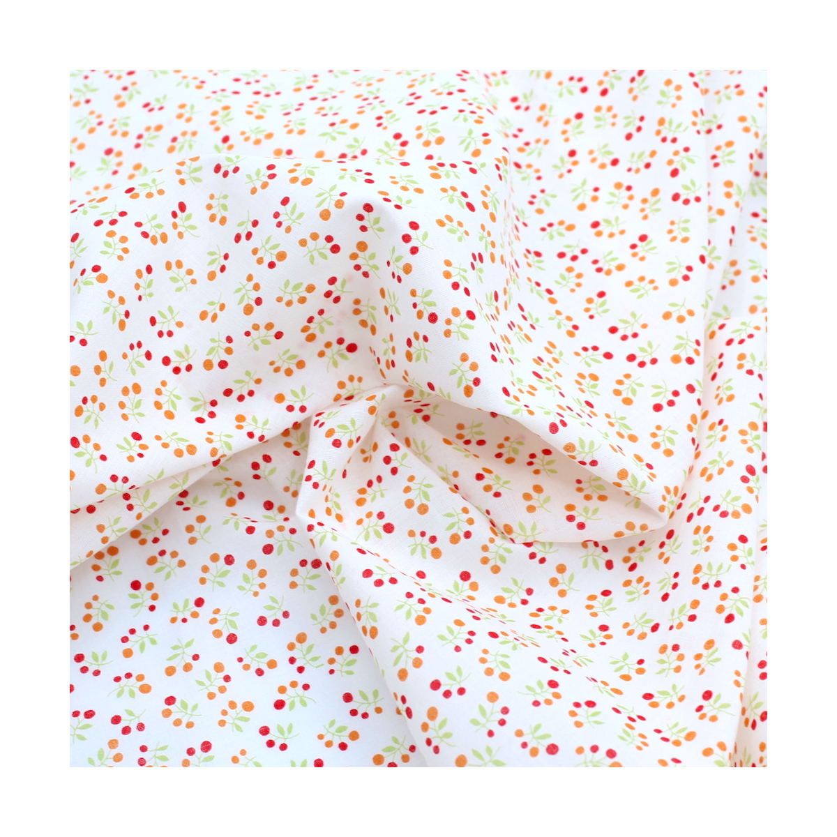 Voile de coton BIO imprimé fruit cerise orange