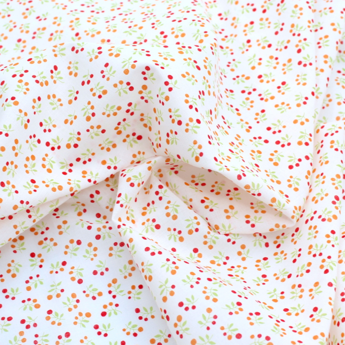 Voile de coton BIO imprimé fruit cerise orange