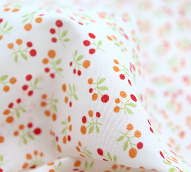 Voile de coton BIO imprimé fruit cerise orange 2