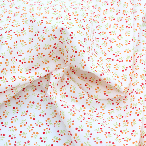 Voile de coton BIO imprimé fruit cerise orange