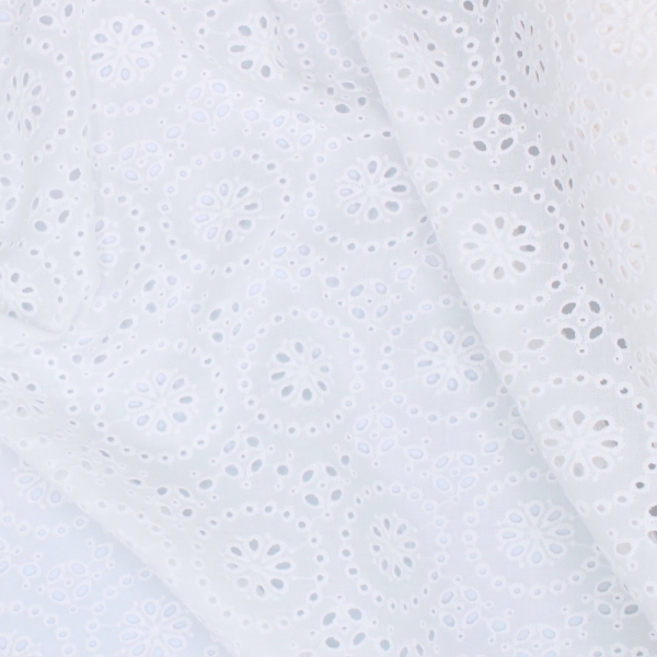 Broderie anglaise coton coloris BLANC Qualité Oeko-tex - 1