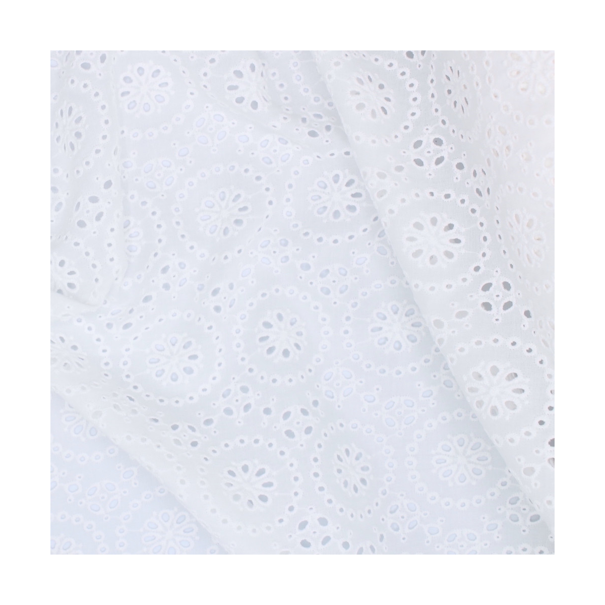 Broderie anglaise coton coloris BLANC Qualité Oeko-tex - 1