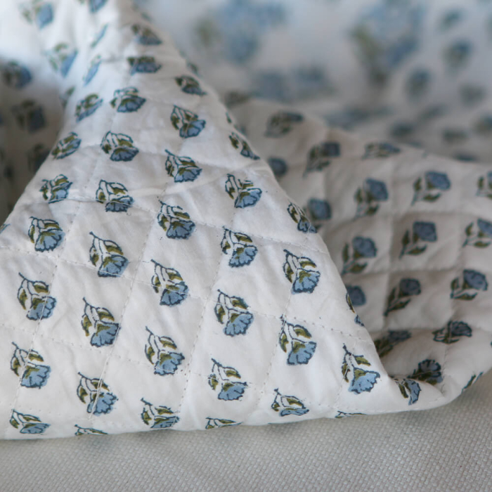 Anika - Tissu indien matelassé double face coton hand block largeur 100cm