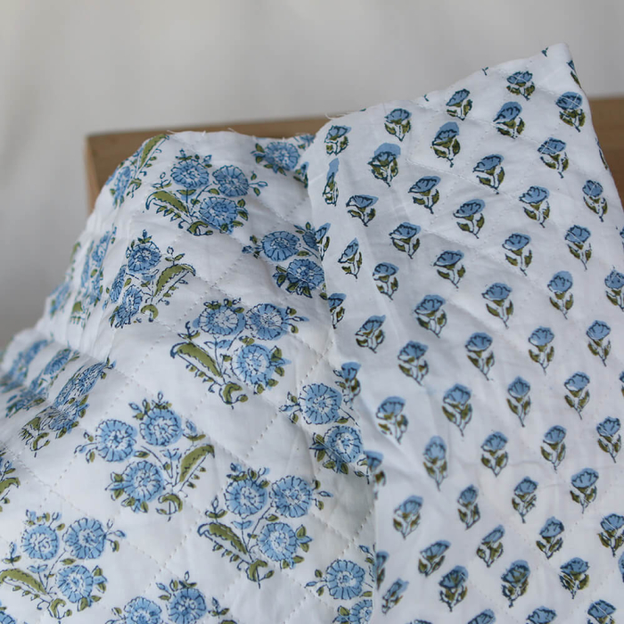 Anika - Tissu indien matelassé double face coton hand block largeur 100cm