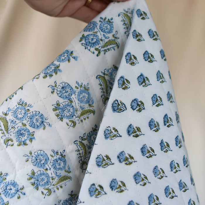 Anika - Tissu indien matelassé double face coton hand block largeur 100cm