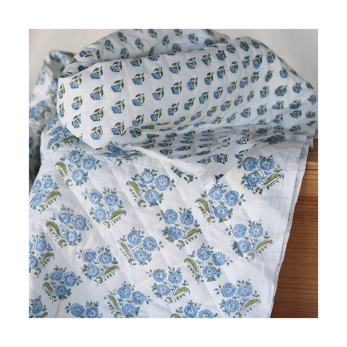 Anika - Tissu indien matelassé double face coton hand block largeur 100cm