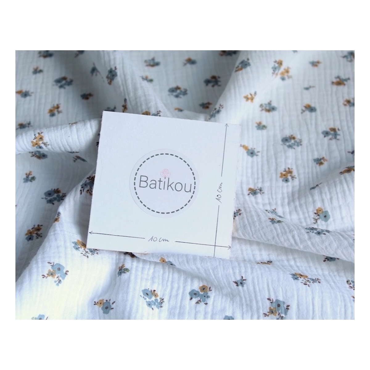 Tissu double gaze coton motif FEUILLES vintage oeko-tex