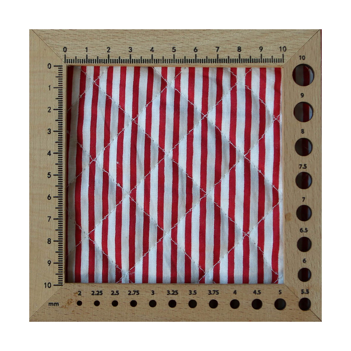 Dil / coeurs rouges - Tissu indien matelassé double face coton hand block largeur 100cm