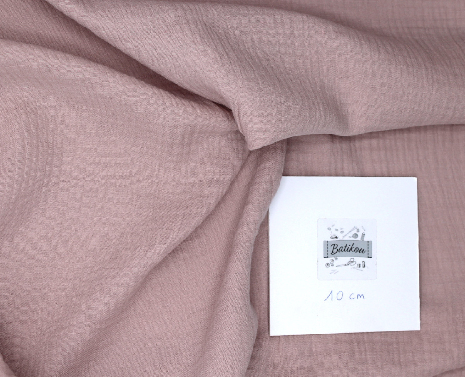 Double gaze de coton BIO unie vieux rose