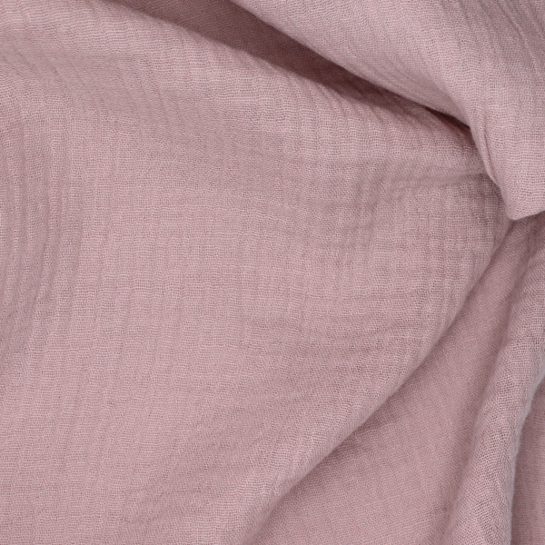 Double gaze de coton BIO unie vieux rose
