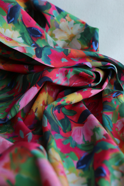 Batiste de coton douce à imprimé fleuri rose Bolywood 2