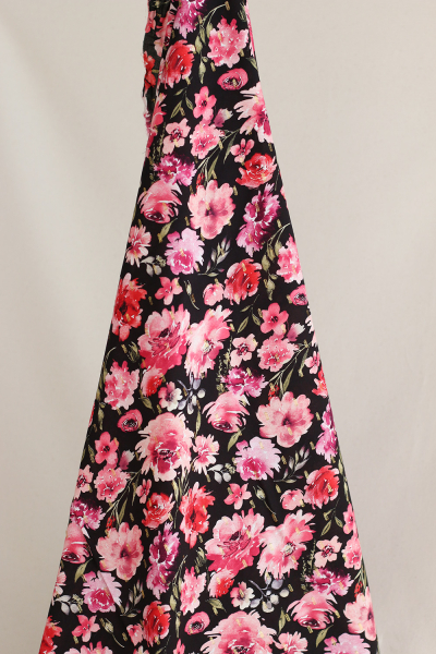 Malia - Viscose plumetis lurex fleuri noir et rose 2