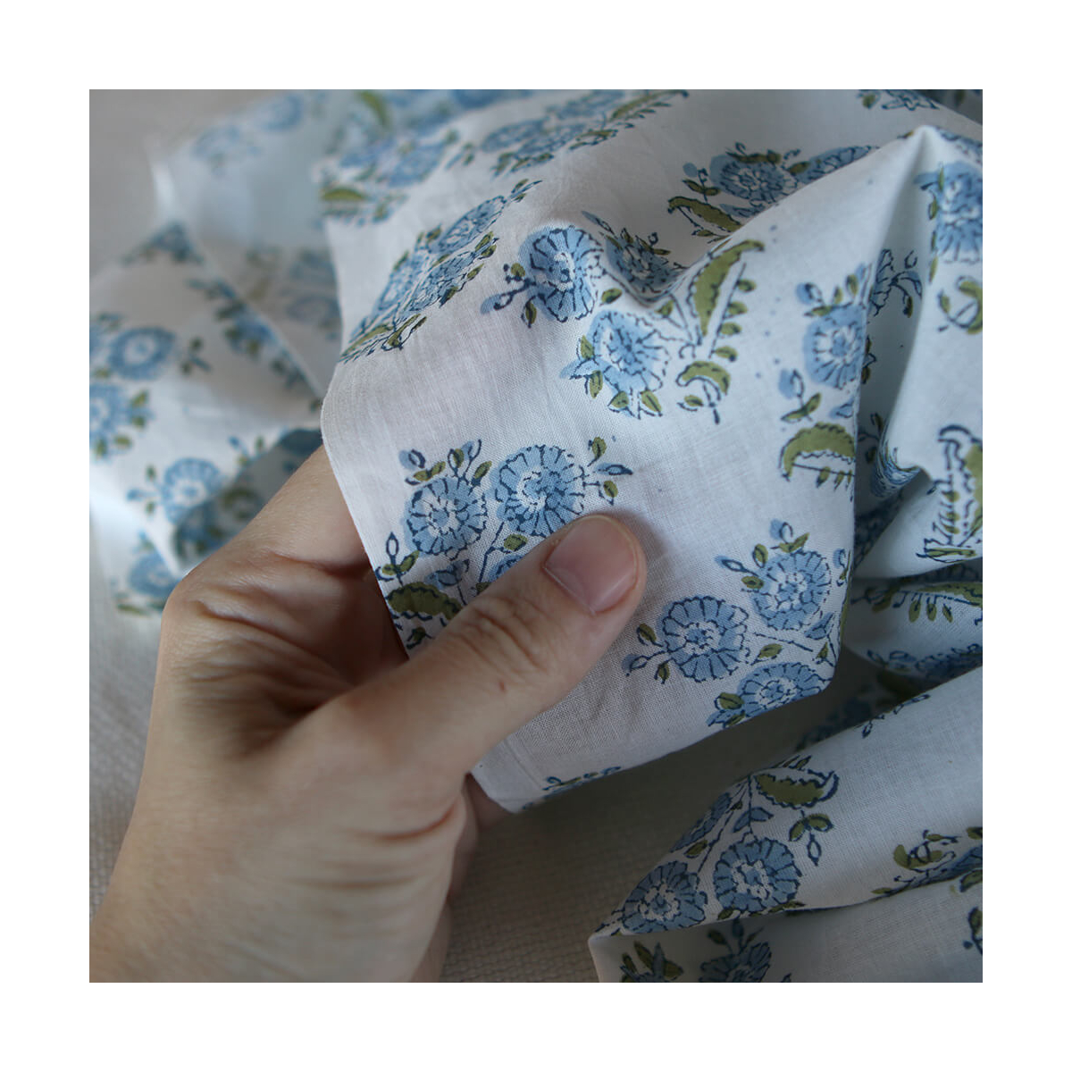 Anika - Tissu indien coton hand block traditionnel