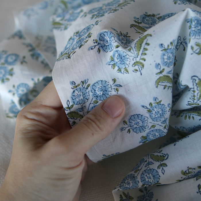 Anika - Tissu indien coton hand block traditionnel