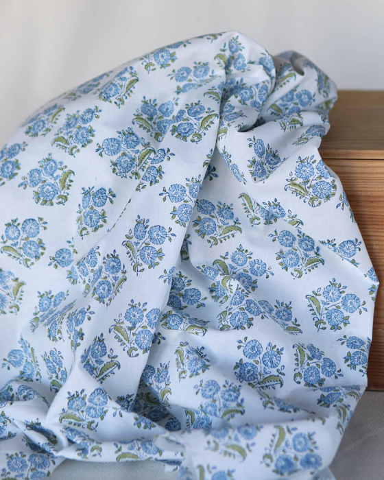 Anika - Tissu indien coton hand block traditionnel