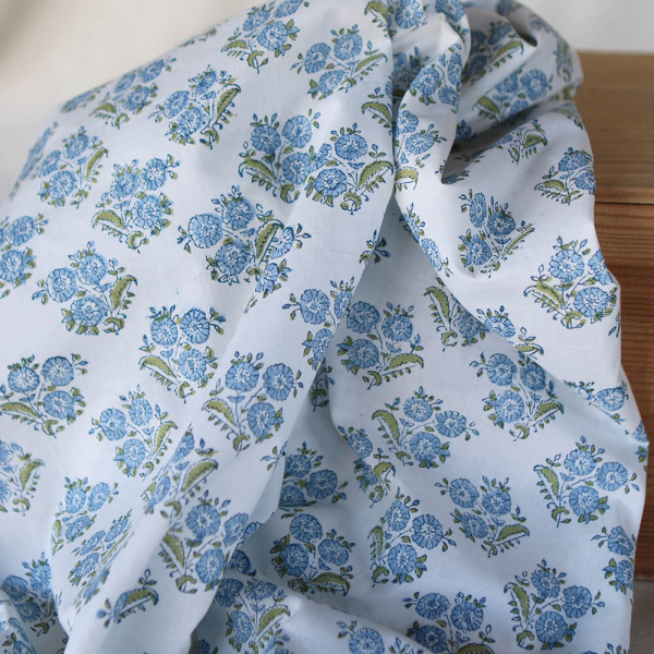 Anika - Tissu indien coton hand block traditionnel