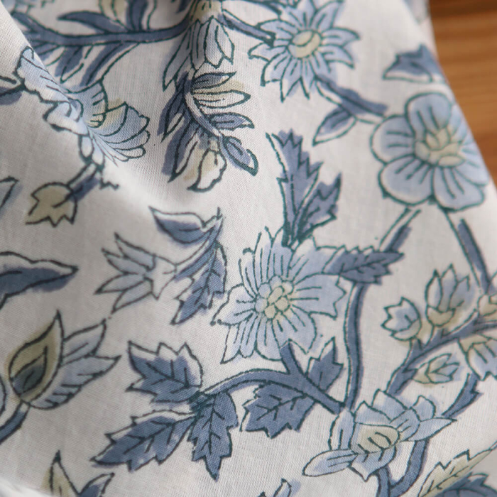 Tara - Tissu indien en coton imprimé main Hand Block