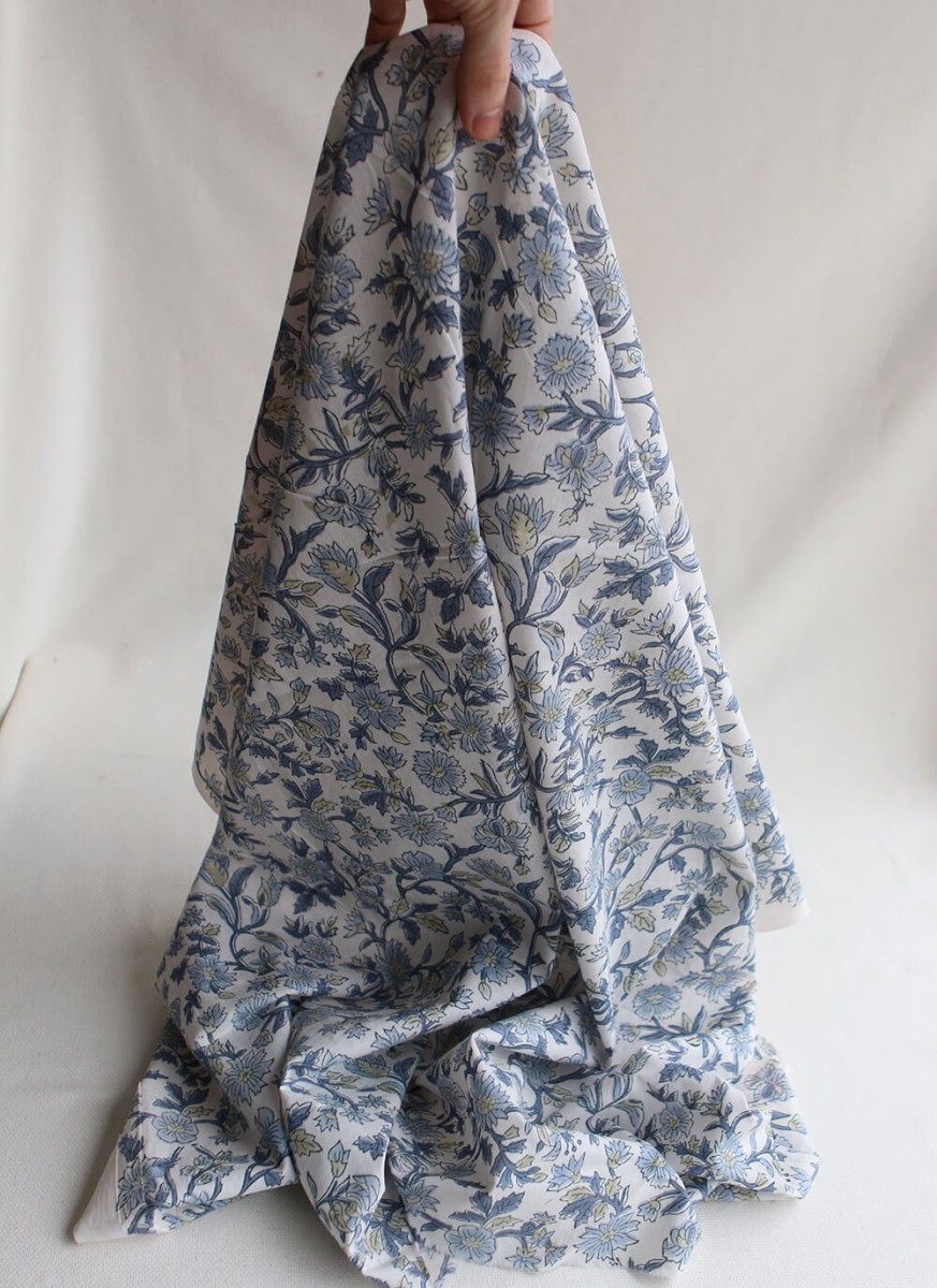 Tara - Tissu indien en coton imprimé main Hand Block