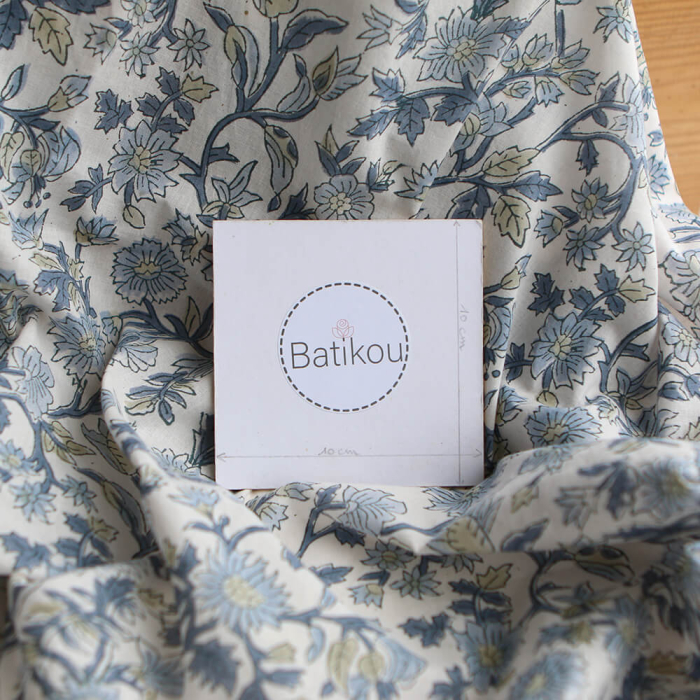 Tara - Tissu indien en coton imprimé main Hand Block