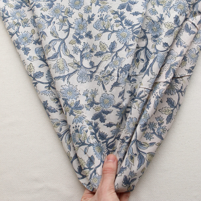 Tara - Tissu indien en coton imprimé main Hand Block