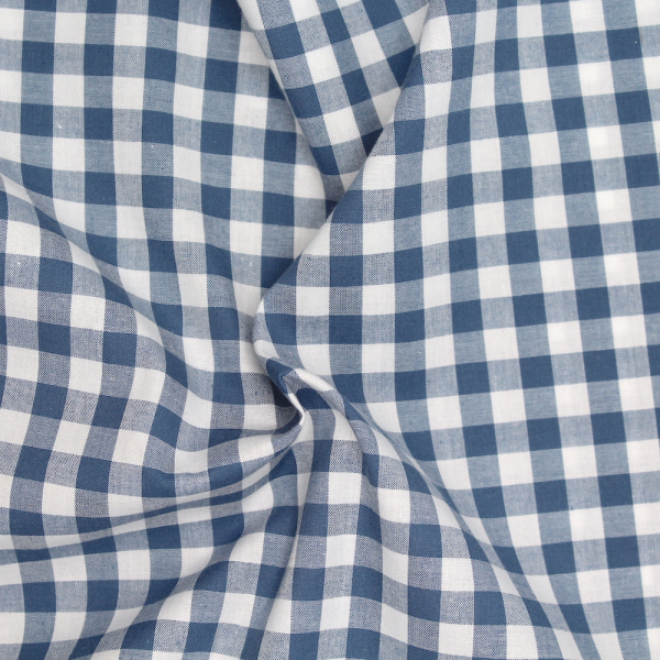 Coton vichy carreaux 10mm bleu jean 2