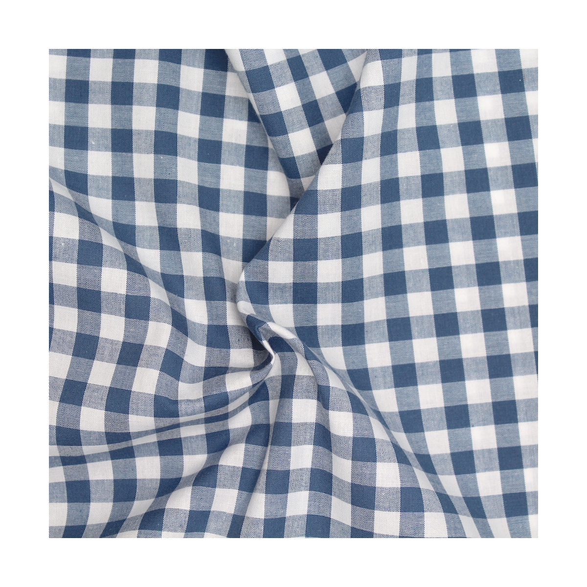 Coton vichy carreaux 10mm bleu jean
