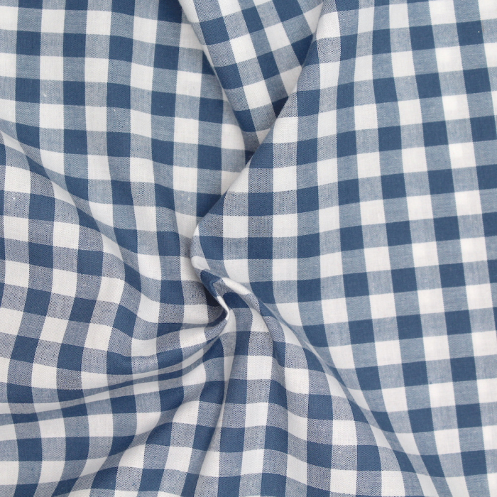 Coton vichy carreaux 10mm bleu jean