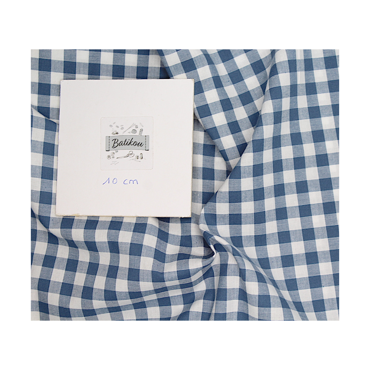 Coton vichy carreaux 10mm bleu jean