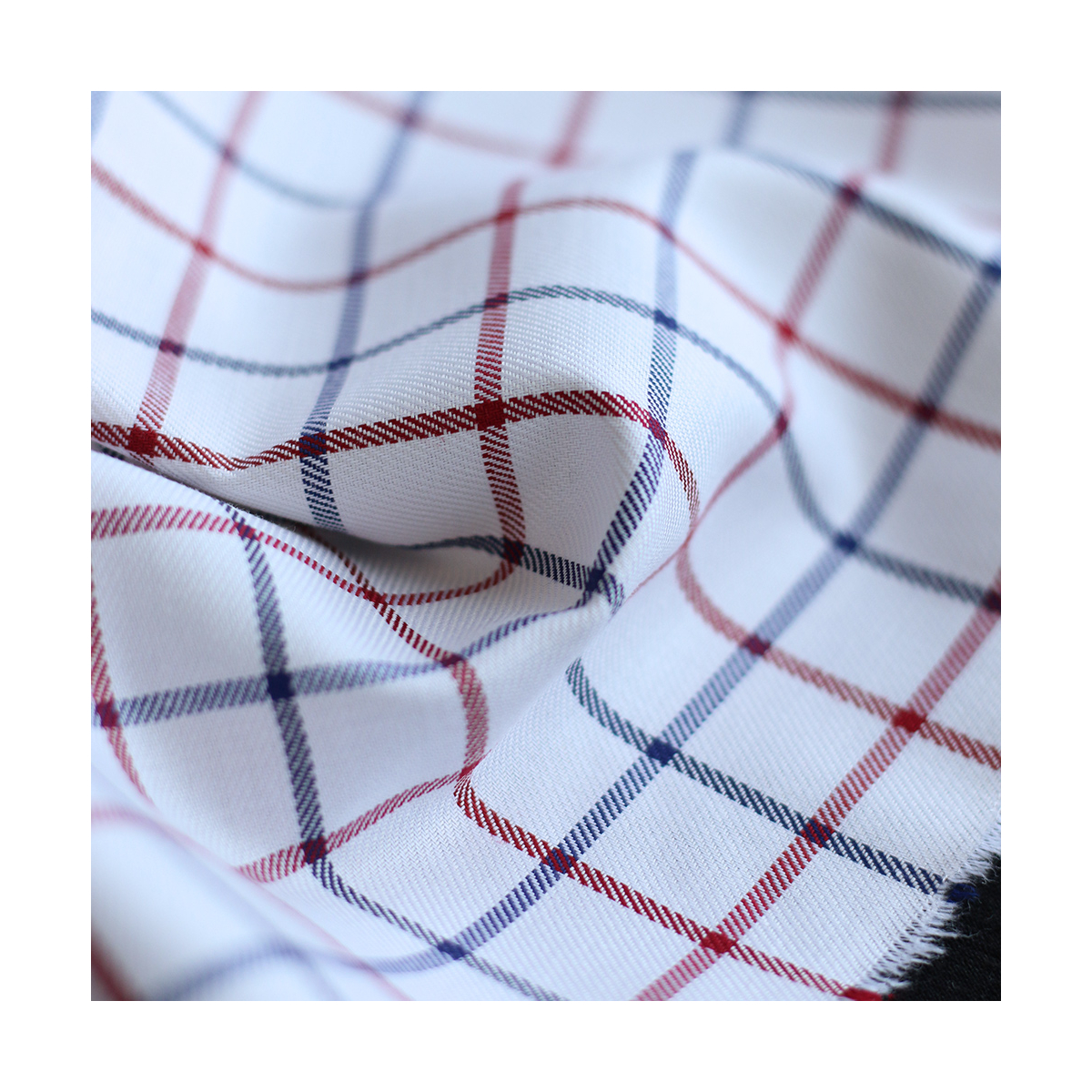 Jobias - Coton gratté organique quadrillage bleu et rouge