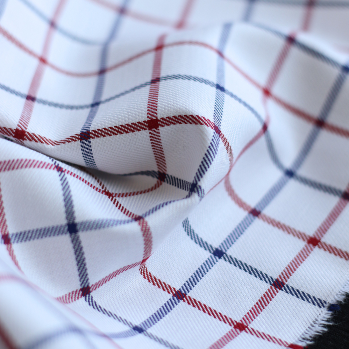 Jobias - Coton gratté organique quadrillage bleu et rouge