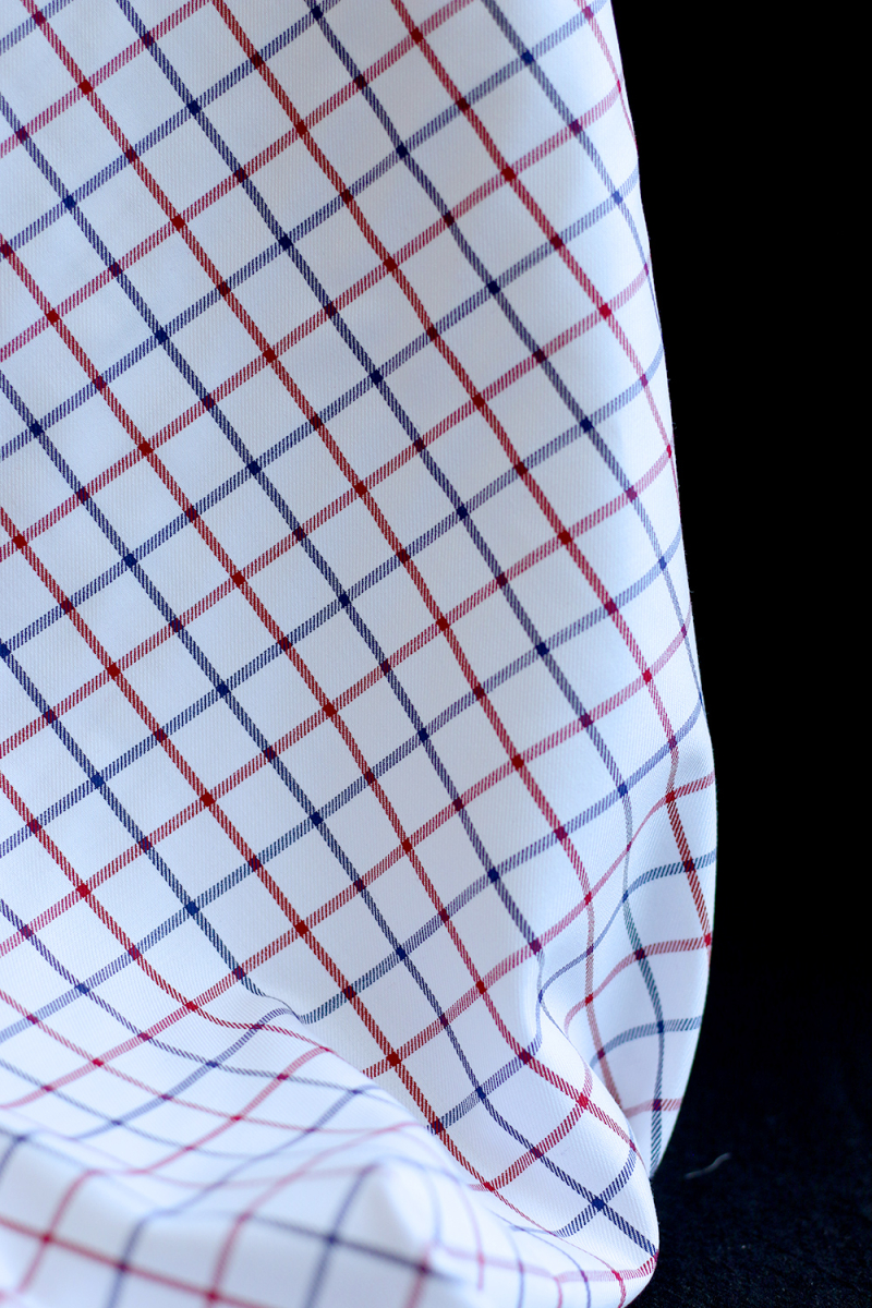 Jobias - Coton gratté organique quadrillage bleu et rouge