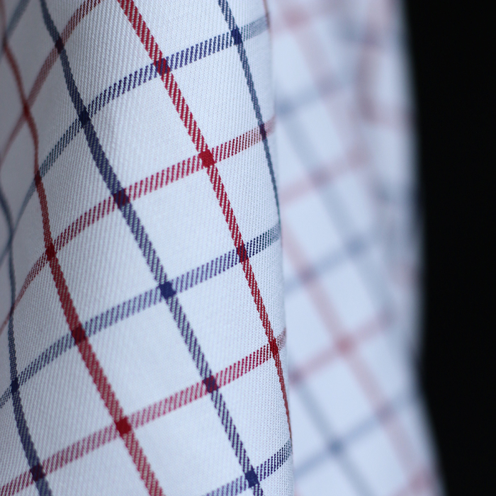 Jobias - Coton gratté organique quadrillage bleu et rouge