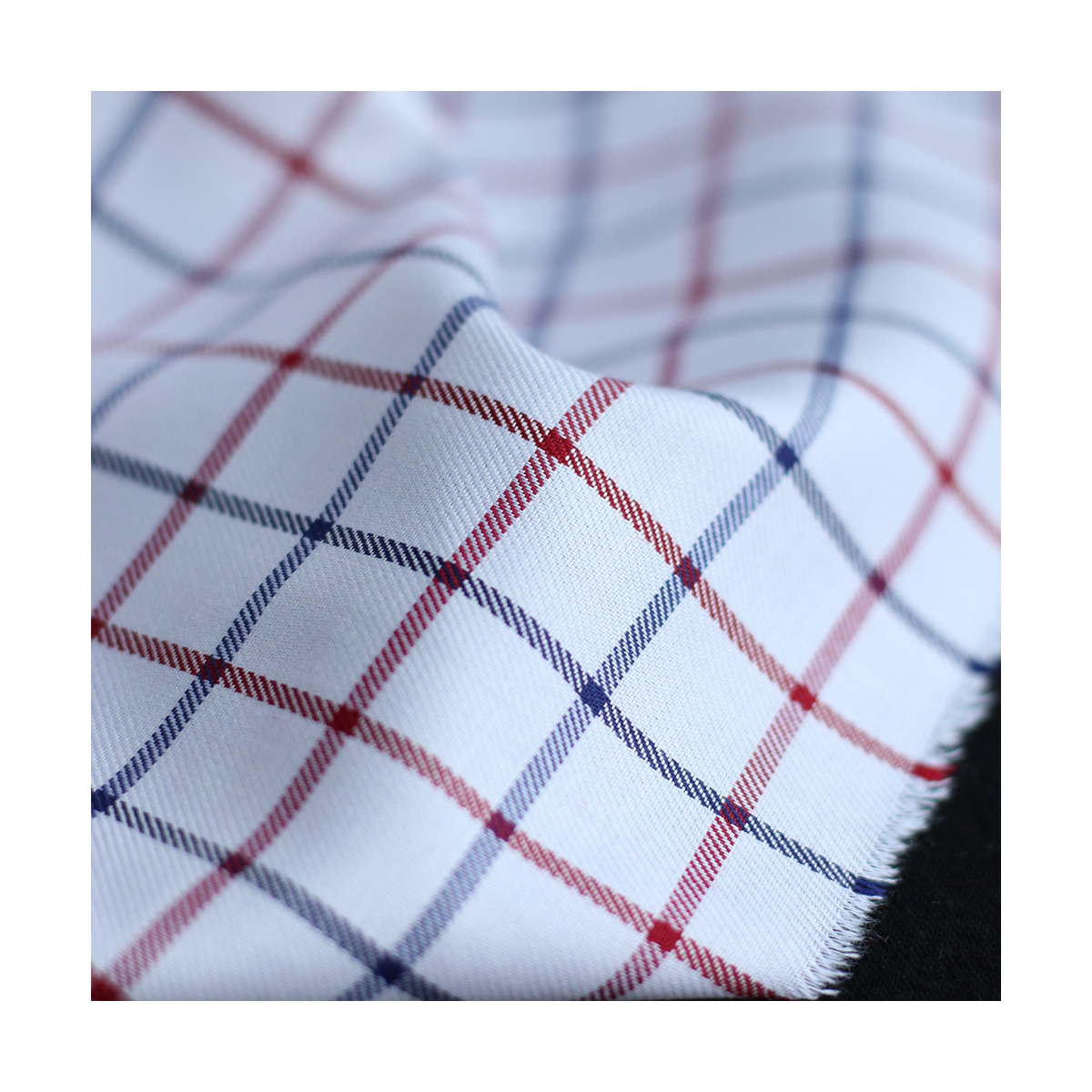 Jobias - Coton gratté organique quadrillage bleu et rouge