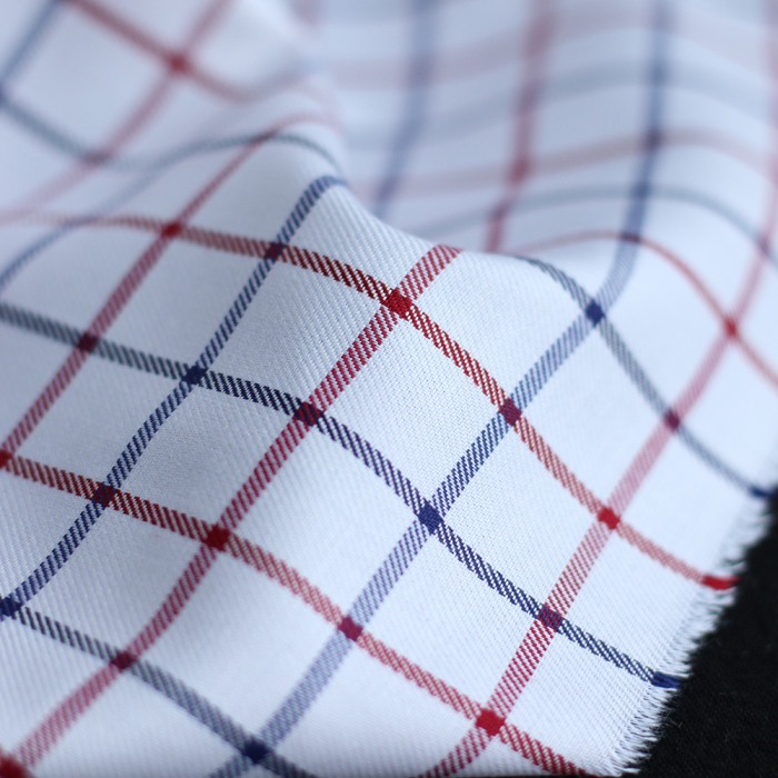 Jobias - Coton gratté organique quadrillage bleu et rouge