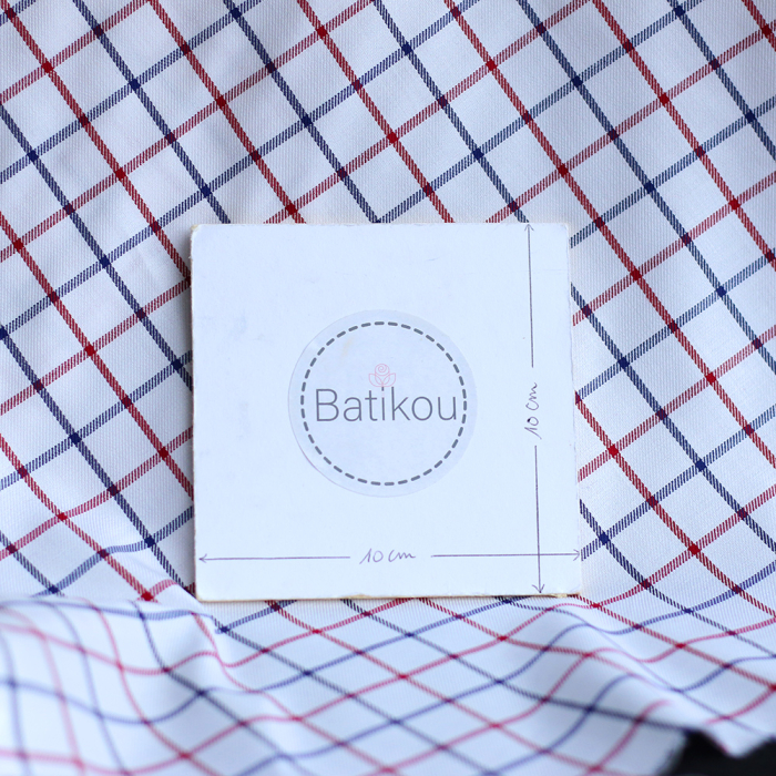 Jobias - Coton gratté organique quadrillage bleu et rouge